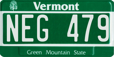 VT license plate NEG479