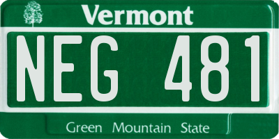 VT license plate NEG481