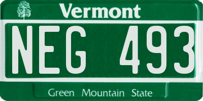 VT license plate NEG493