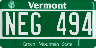VT license plate NEG494