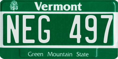 VT license plate NEG497