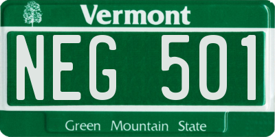 VT license plate NEG501