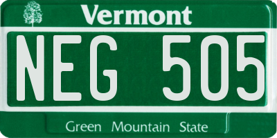 VT license plate NEG505