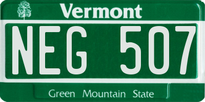 VT license plate NEG507