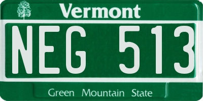 VT license plate NEG513