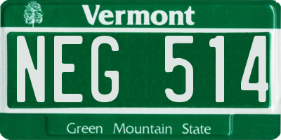 VT license plate NEG514