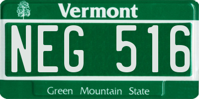 VT license plate NEG516