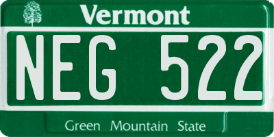 VT license plate NEG522