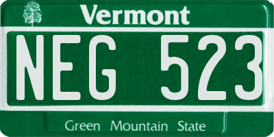 VT license plate NEG523