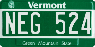 VT license plate NEG524