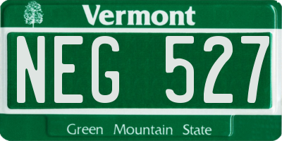 VT license plate NEG527