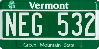 VT license plate NEG532