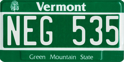 VT license plate NEG535