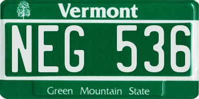 VT license plate NEG536