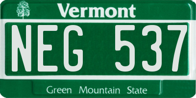 VT license plate NEG537