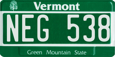 VT license plate NEG538