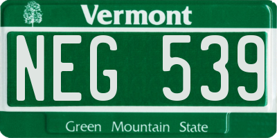 VT license plate NEG539