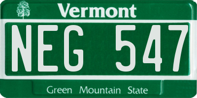 VT license plate NEG547