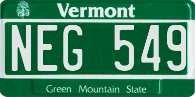 VT license plate NEG549