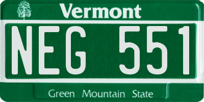 VT license plate NEG551