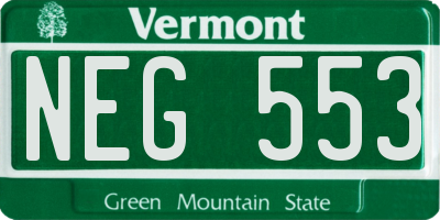VT license plate NEG553