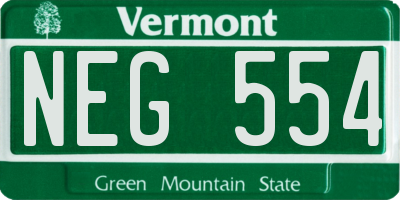 VT license plate NEG554