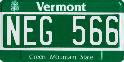 VT license plate NEG566
