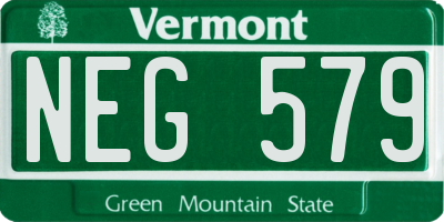 VT license plate NEG579