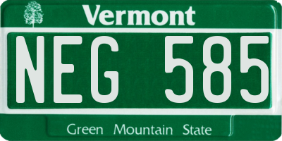 VT license plate NEG585