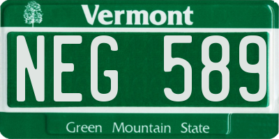 VT license plate NEG589