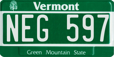 VT license plate NEG597