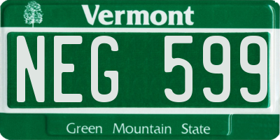 VT license plate NEG599