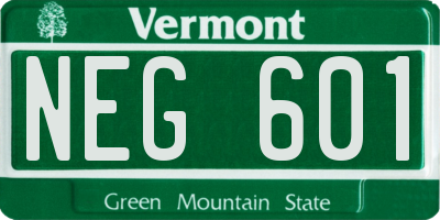 VT license plate NEG601