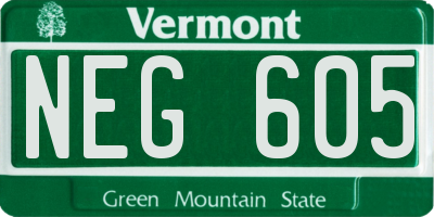 VT license plate NEG605