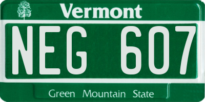 VT license plate NEG607