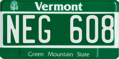VT license plate NEG608
