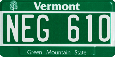 VT license plate NEG610