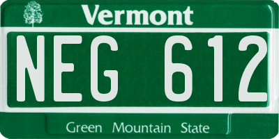 VT license plate NEG612