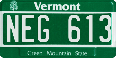 VT license plate NEG613