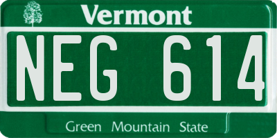 VT license plate NEG614