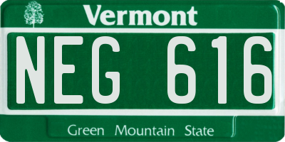 VT license plate NEG616