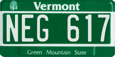 VT license plate NEG617