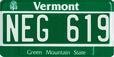 VT license plate NEG619