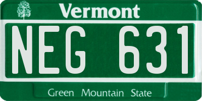 VT license plate NEG631