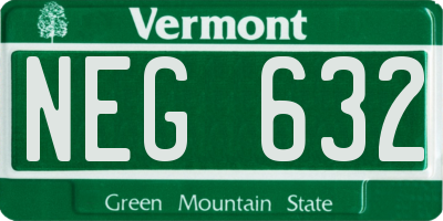 VT license plate NEG632