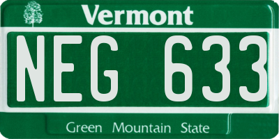 VT license plate NEG633