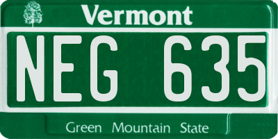 VT license plate NEG635