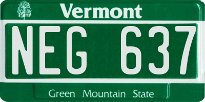 VT license plate NEG637