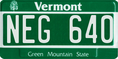 VT license plate NEG640