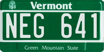 VT license plate NEG641